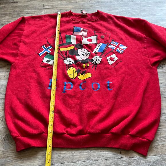Disney Epcot Center Vintage Sweatshirt Women's 4X Red World Flags 90s Oversized - Picture 6 of 8